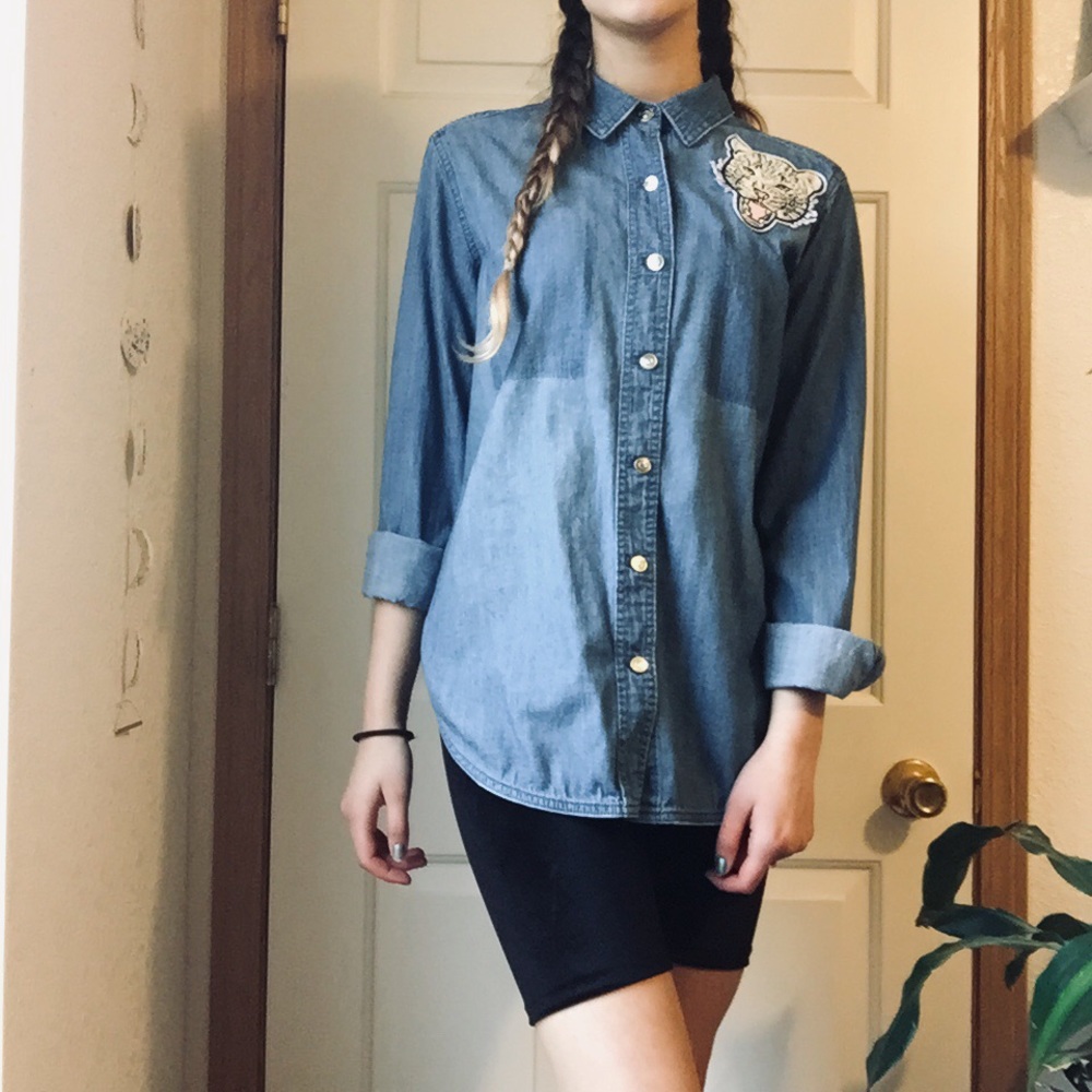 boyfriend denim shirt size S